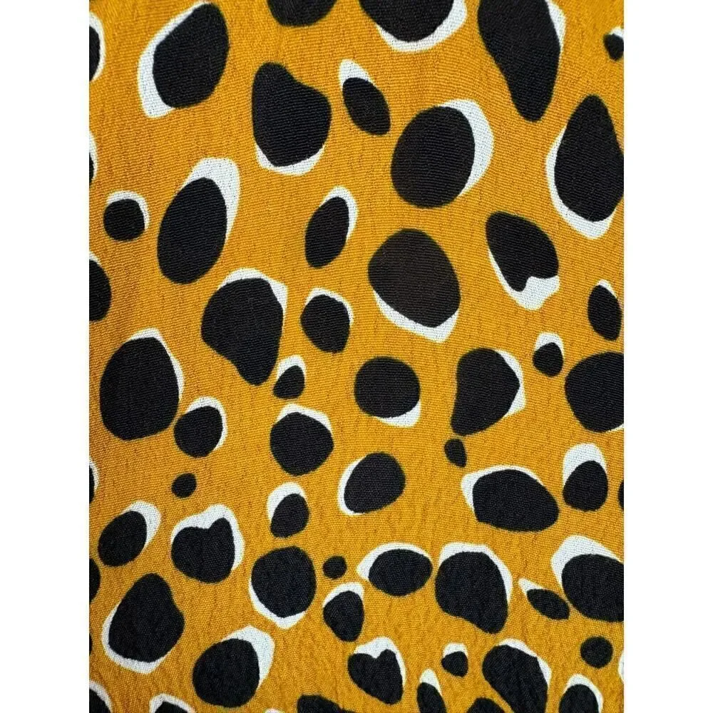 ELOQUII yellow mustard black polka dot faux wrap viscose dress size 24 NWT